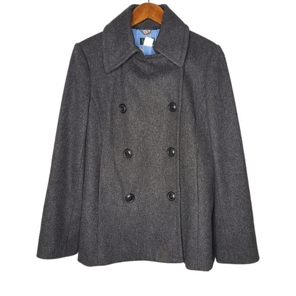 J. Crew Grey Double Breasted Woolblend Peacoat M